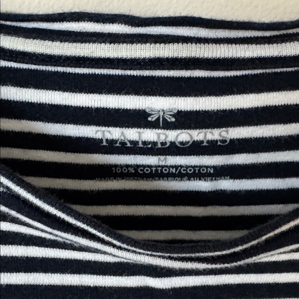 Talbots | 100% Cotton Mid Weight Striped Short Sleeve Tee Shirt | Size M - Picture 3 of 4